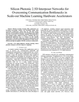 Silicon Photonic 2.5D Interposer Networks for Overcoming Communication
  Bottlenecks in Scale-out Machine Learning Hardware Accelerators