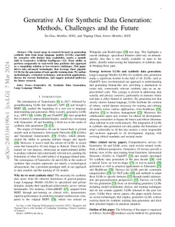 Generative AI for Synthetic Data Generation: Methods, Challenges and the
  Future