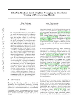 GRAWA: Gradient-based Weighted Averaging for Distributed Training of
  Deep Learning Models