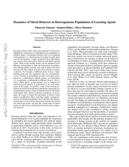 Dynamics of Moral Behavior in Heterogeneous Populations of Learning
  Agents