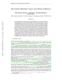 Mastering Memory Tasks with World Models