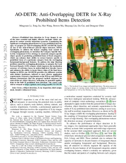 AO-DETR: Anti-Overlapping DETR for X-Ray Prohibited Items Detection