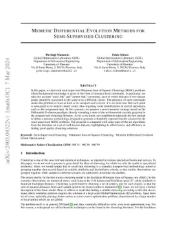 Memetic Differential Evolution Methods for Semi-Supervised Clustering