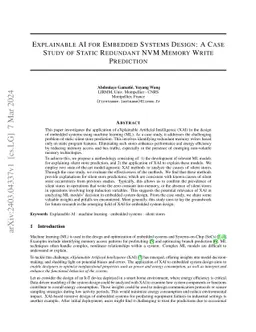 Explainable AI for Embedded Systems Design: A Case Study of Static
  Redundant NVM Memory Write Prediction