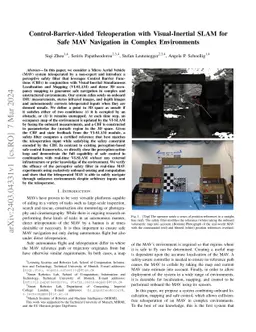 Control-Barrier-Aided Teleoperation with Visual-Inertial SLAM for Safe
  MAV Navigation in Complex Environments