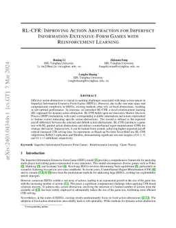 RL-CFR: Improving Action Abstraction for Imperfect Information
  Extensive-Form Games with Reinforcement Learning