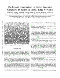 On-demand Quantization for Green Federated Generative Diffusion in
  Mobile Edge Networks