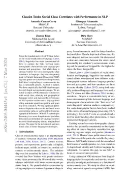 Classist Tools: Social Class Correlates with Performance in NLP