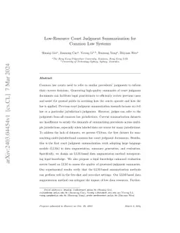 Low-Resource Court Judgment Summarization for Common Law Systems