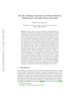 On the Topology Awareness and Generalization Performance of Graph Neural
  Networks