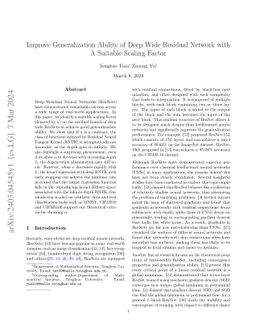 Improve Generalization Ability of Deep Wide Residual Network with A
  Suitable Scaling Factor