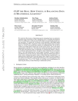 CLIP the Bias: How Useful is Balancing Data in Multimodal Learning?