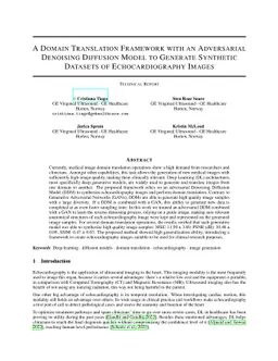 A Domain Translation Framework with an Adversarial Denoising Diffusion
  Model to Generate Synthetic Datasets of Echocardiography Images