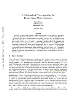 A Sub-Quadratic Time Algorithm for Robust Sparse Mean Estimation