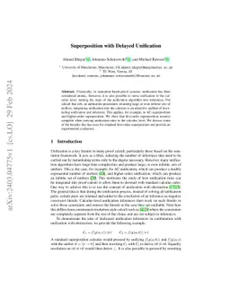 Superposition with Delayed Unification