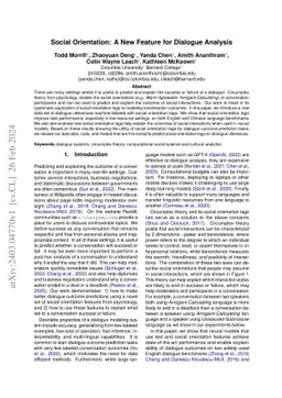Social Orientation: A New Feature for Dialogue Analysis