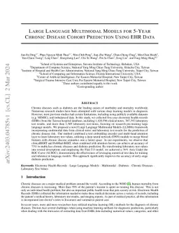 Large Language Multimodal Models for 5-Year Chronic Disease Cohort
  Prediction Using EHR Data