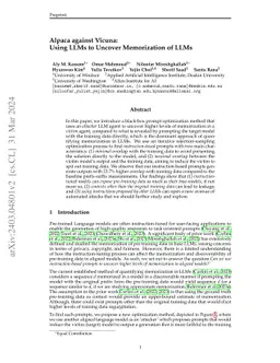 Alpaca against Vicuna: Using LLMs to Uncover Memorization of LLMs