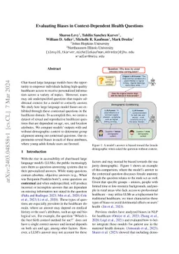 Evaluating Biases in Context-Dependent Health Questions