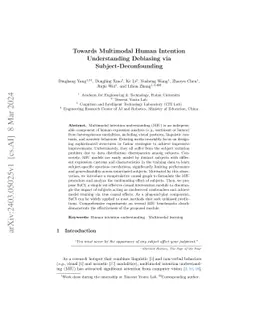 Towards Multimodal Human Intention Understanding Debiasing via
  Subject-Deconfounding