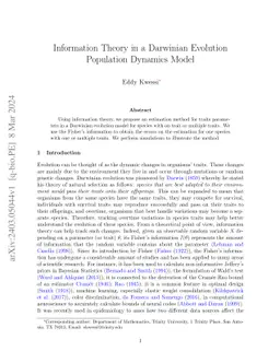 Information Theory in a Darwinian Evolution Population Dynamics Model