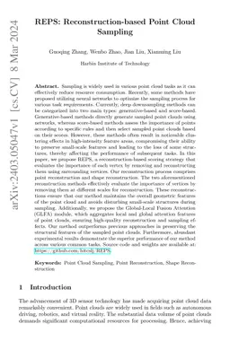 REPS: Reconstruction-based Point Cloud Sampling