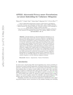 APPLE: Adversarial Privacy-aware Perturbations on Latent Embedding for
  Unfairness Mitigation