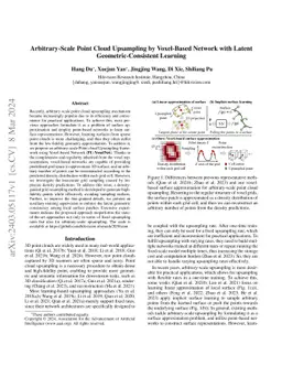 Arbitrary-Scale Point Cloud Upsampling by Voxel-Based Network with
  Latent Geometric-Consistent Learning