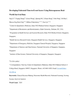 Developing Federated Time-to-Event Scores Using Heterogeneous Real-World
  Survival Data