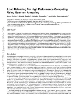 Load Balancing For High Performance Computing Using Quantum Annealing