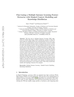 Fine-tuning a Multiple Instance Learning Feature Extractor with Masked
  Context Modelling and Knowledge Distillation