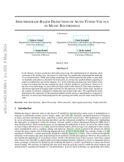 Spectrogram-Based Detection of Auto-Tuned Vocals in Music Recordings