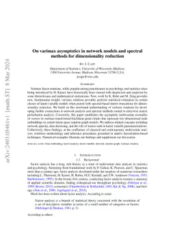 On varimax asymptotics in network models and spectral methods for
  dimensionality reduction