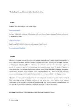 The challenges of massification in higher education in Africa