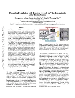 Decoupling Degradations with Recurrent Network for Video Restoration in
  Under-Display Camera
