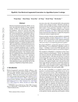 PipeRAG: Fast Retrieval-Augmented Generation via Algorithm-System
  Co-design