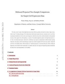 Debiased Projected Two-Sample Comparisonscfor Single-Cell Expression
  Data