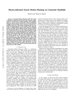Physics-informed Neural Motion Planning on Constraint Manifolds