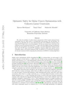 Optimistic Safety for Online Convex Optimization with Unknown Linear
  Constraints