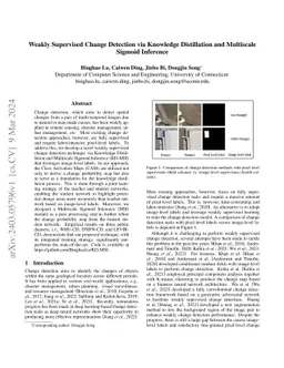 Weakly Supervised Change Detection via Knowledge Distillation and
  Multiscale Sigmoid Inference