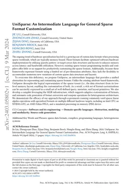 UniSparse: An Intermediate Language for General Sparse Format
  Customization