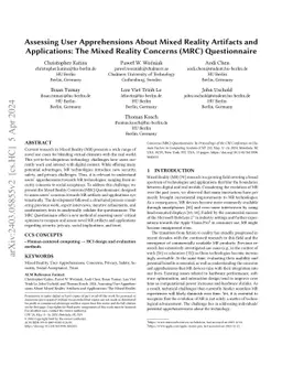 Assessing User Apprehensions About Mixed Reality Artifacts and
  Applications: The Mixed Reality Concerns (MRC) Questionnaire