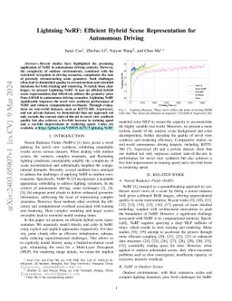Lightning NeRF: Efficient Hybrid Scene Representation for Autonomous
  Driving