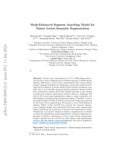 Mask-Enhanced Segment Anything Model for Tumor Lesion Semantic
  Segmentation