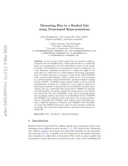 Measuring Bias in a Ranked List using Term-based Representations