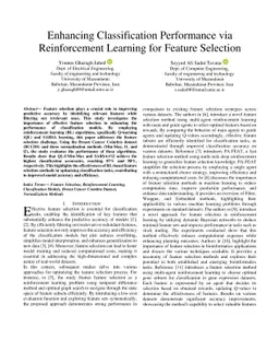 Enhancing Classification Performance via Reinforcement Learning for
  Feature Selection