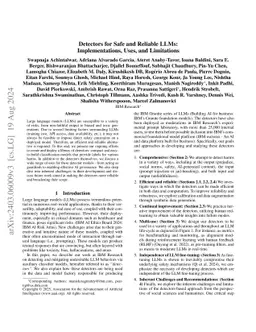 Detectors for Safe and Reliable LLMs: Implementations, Uses, and
  Limitations