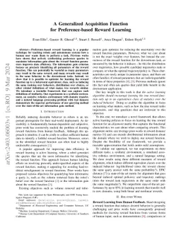 A Generalized Acquisition Function for Preference-based Reward Learning