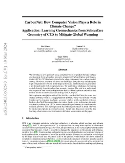 CarbonNet: How Computer Vision Plays a Role in Climate Change?
  Application: Learning Geomechanics from Subsurface Geometry of CCS to
  Mitigate Global Warming