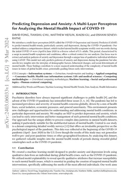 Predicting Depression and Anxiety: A Multi-Layer Perceptron for
  Analyzing the Mental Health Impact of COVID-19